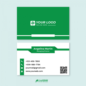 Corporate minimal green business card vector  template
