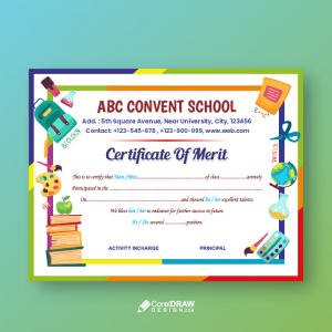Playful Colorful School kindergarden certificate of merit appreciation vector