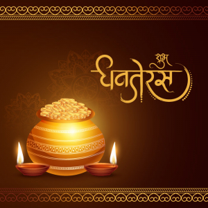 Dhanteras indian festival hindi calligraphy concept wishes card vector