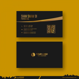 golden & black business card design vector cdr