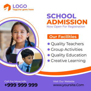 Admission open free vector banner for School, College, Institute, Social media free vector template