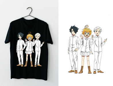 The Promised Neverland Anime Oversize T-shirt Print Design For Free