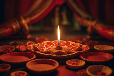 Candle light with dark and bokeh background celebrated
