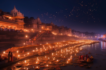 Ai Generated Beautiful Image OF Dev Diwali Near Banaras Ghat and Ayodhya Without Water mark For Free
