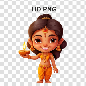 Ai Generated 3d Diwali Cute Cartoon Girl Hd High Quality Png For Free