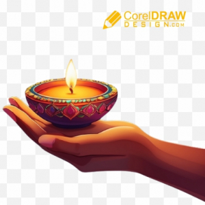 illustration Png Of Girl Hand Holding Diwali Diya or Diwali Lit Lamp High Quality Png For Free