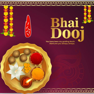 Royal golden traditional bhaidooj bhaiya wishes lettering card vector free with mala and mandala