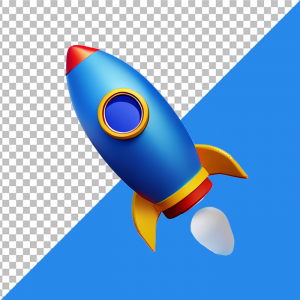 3D ROCKET WITH SMOKE PNG SOURCE