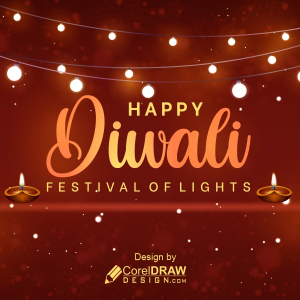 Happy Diwali 2023 Greeting Banner With Lights Graland and Bokeh Backgrpund
