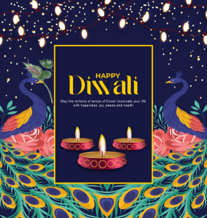 Free vector flat vertical poster template for diwali 2023 hindu festival With Peacock celebration For Free