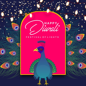  free Vector happy diwali 2023 design with beautiful peacocks With CDR File For Free
