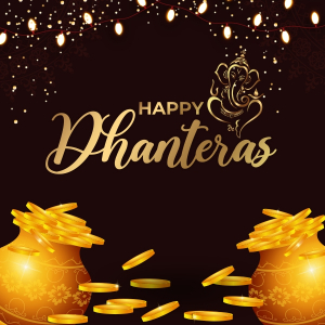 Happy Dhanteras Greeting With Lord Ganpati and Gold Kalash Premium Cdr For Free