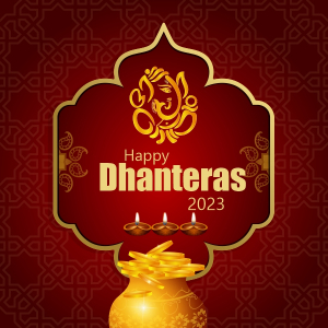 Elegent Dhanteras Vector illustraion Greeting Card Design With Gold Ganesh ji For Free