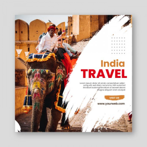 Travel to india brush stroke tourism poster vector