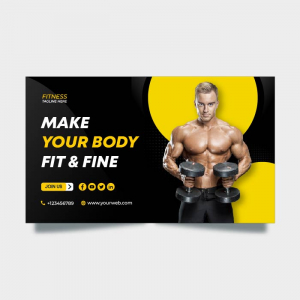 Black yellow fitness gym halftone vector free