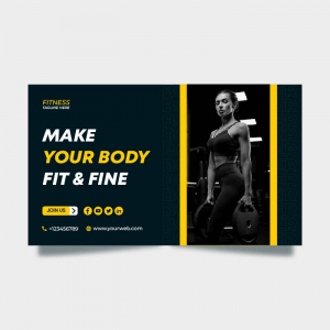 Abstract gym banner fitness duotone vector free