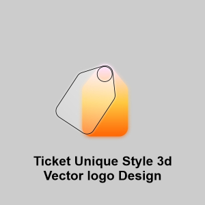 Ticket Unique Style Glassy 3D vector logo Design For Free With cdr and Svg File