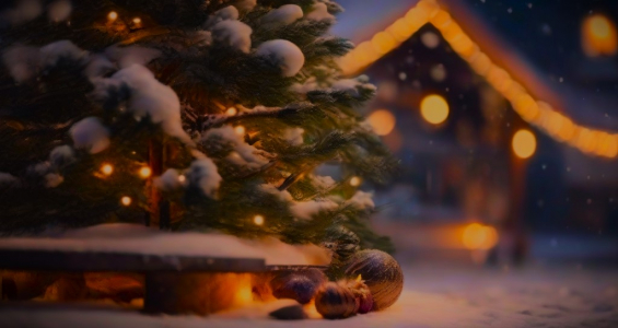 Christmas Tree with home Decorations background