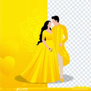 Haldi Ceremony couple free png image, Marriage couple haldi free png vector images