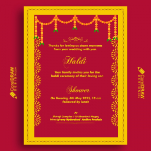 Royal Haldi Shower Wedding invitation Card Template Vector Design Download For Free
