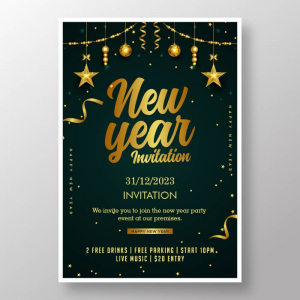 Happy new year party invitation card party free vector