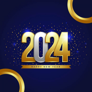 Golden realistic 2024 new year vector free