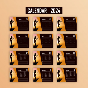 modern calendar 2024 design template for office workplace vector