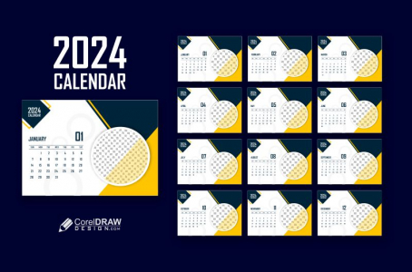 modern calendar 2024 design template for office workplace cdr