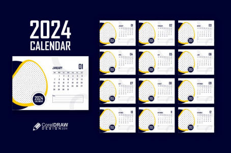 modern new year 2024 calendar modern style template vector cdr