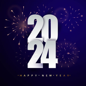 Gradient 2024 new year lettering card vector