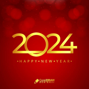 Happy new year 2024 golden letters broken vector