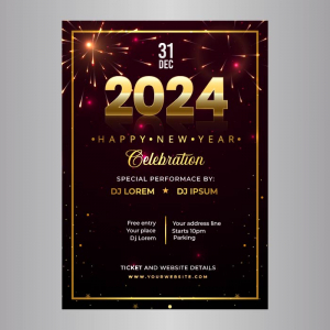 2024 new year confetti celebration invitation card vector