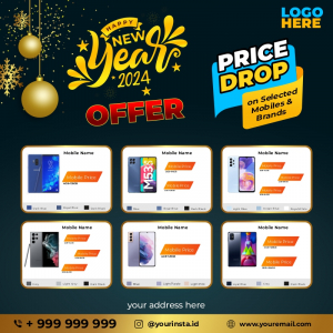 New Year offers new mobile free image, Happy new year mobiles offers poster vector image
