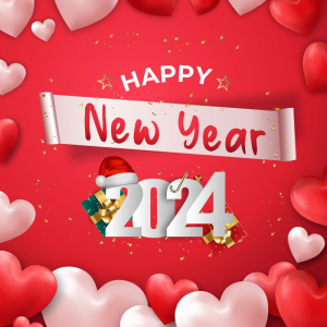 Happy new year 2024 background with heart Cdr File For Free