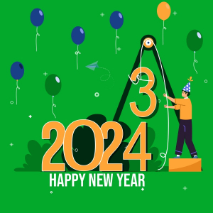 New Year 2024 Hanging  Green Background Download Free CorelDraw Design