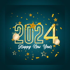Happy New Year 2024 illustartaion With Gold Number and Daimond Ai eps Cdr File For Free