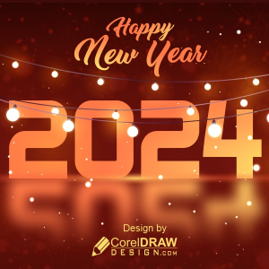 New year 2024 Background with Lights & Sparkles Free CDR