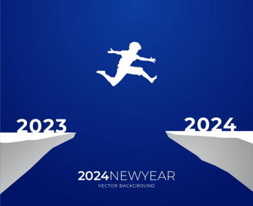 2024 new year boy jumping sillouette vector