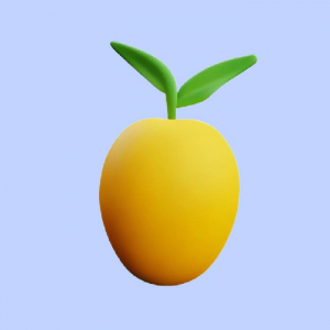 Mango 3d illustration  cartoon drawing of yellow tasty fruit
