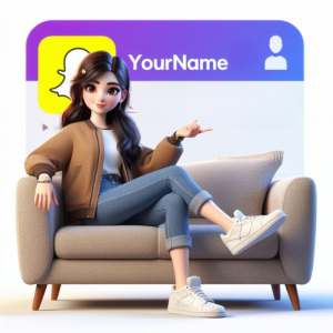 Snapchat Girl sitting on sofa with snapchat logo Animated Profile Photo dp Download For Free