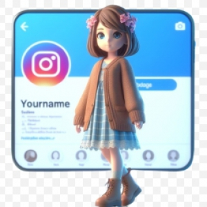 instagram Girl sitting on sofa with instagram page Animated Profile Photo dp Download For Free