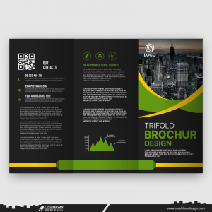 trifold black background brochure design for customize your business