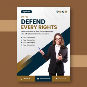 Corporate lawyer defence firm flyer vector