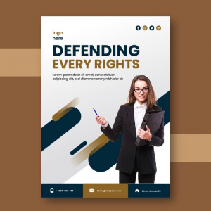 Abstract lawyer defence firm flyer vector