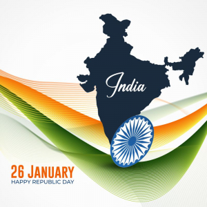 republic day tricolor flag with map design vector download