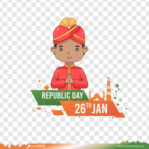 Happy Republic Day Wish PNG Design Boy Is Wearing Indian Dress, PNG Image