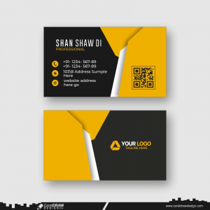yellow & black abstract business card design cdr vector