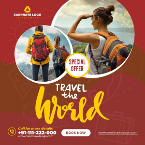travel the world banner template design download