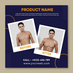 Simple before and after body transformation poster vector