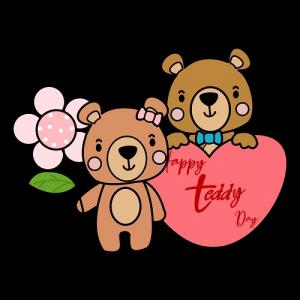 cute teddy bear love valentines day with elements vector, happy teddy day 9th february